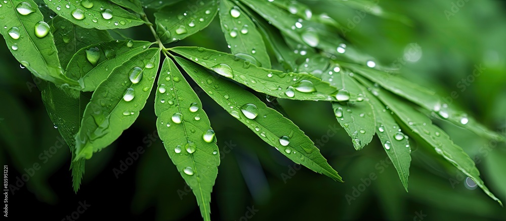 Green leaves the hosts after the rain Background of green leaves with raindrops. Creative banner. Copyspace image Green leaves the hosts after the rain Background of green leaves with raindrops. Creative banner. Copyspace image