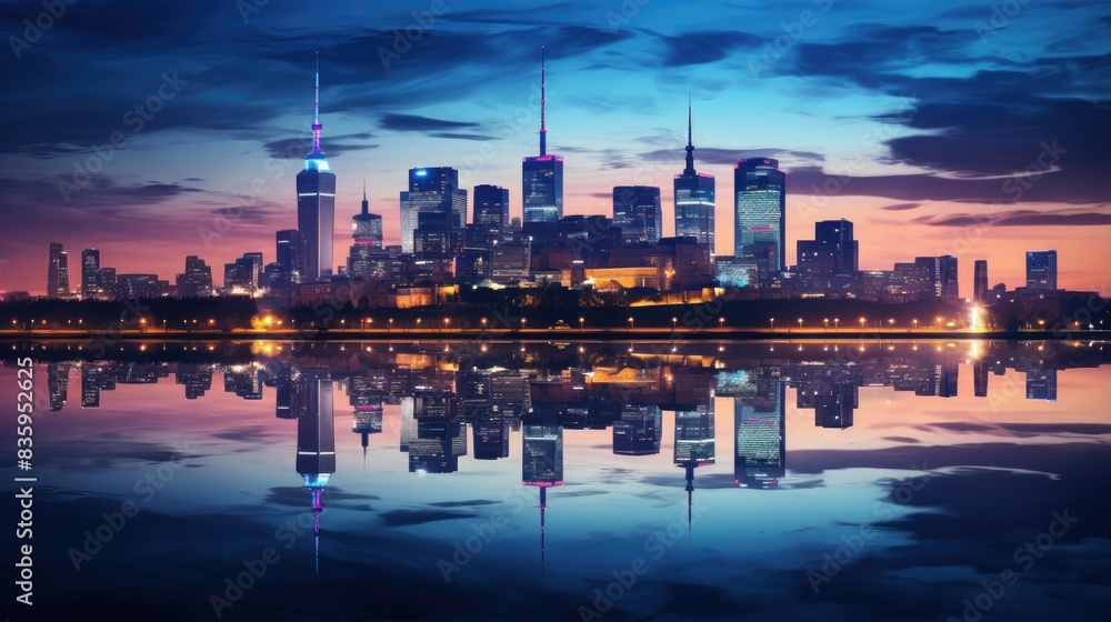 Naklejka premium city skyline at night