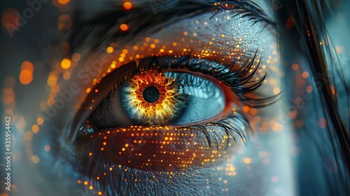 human eye and high tech concept screening big tradingview and digital transformation technology strategy cryptocurrency financial systems concept crypto screener forex. stock image photo