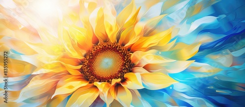 Picture a vibrant tapestry of colors a symphony of nature captured in a single frame In the center of the image stands a proud sunflower its golden petals reaching out like sunbeams frozen in time photo