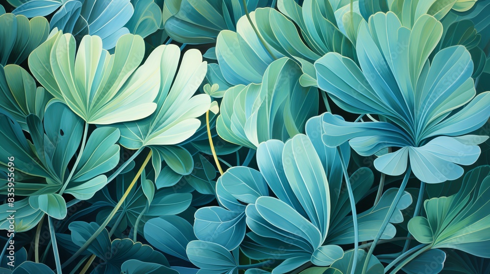 Close-up of a succulent plant's plump leaves, glistening with moisture and bursting with life in a desert oasis. Painting Illustration style, Minimal and Simple, Close-up of a succulent plant's plump leaves, glistening with moisture and bursting with life in a desert oasis. Painting Illustration style, Minimal and Simple,