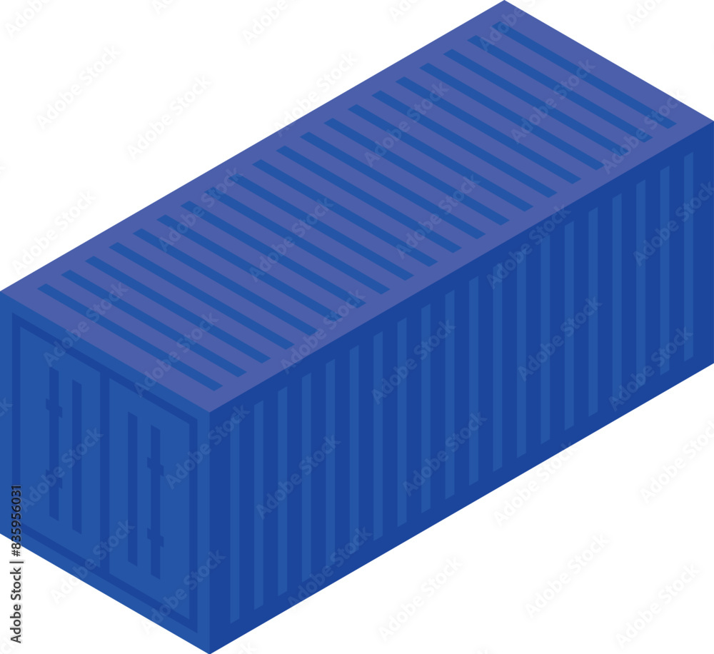 Vibrant isometric vector illustration of a standard blue shipping container Vibrant isometric vector illustration of a standard blue shipping container