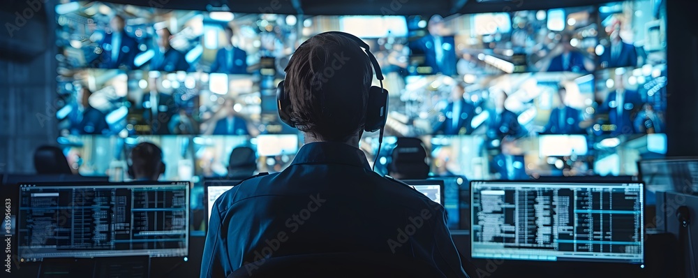 IT Security Experts Monitoring Digital Network Traffic on Screens in Control Center IT Security Experts Monitoring Digital Network Traffic on Screens in Control Center