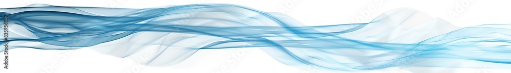 Fototapeta premium A delicate wavy background featuring soft cerulean blue waves, elegantly flowing across a stark white backdrop