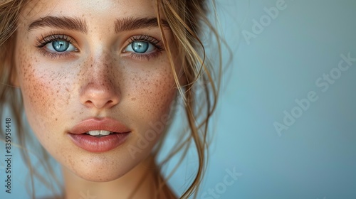 beautiful face of young woman with healthy clean skin. stock image