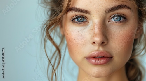 beautiful face of young woman with healthy clean skin.illustration