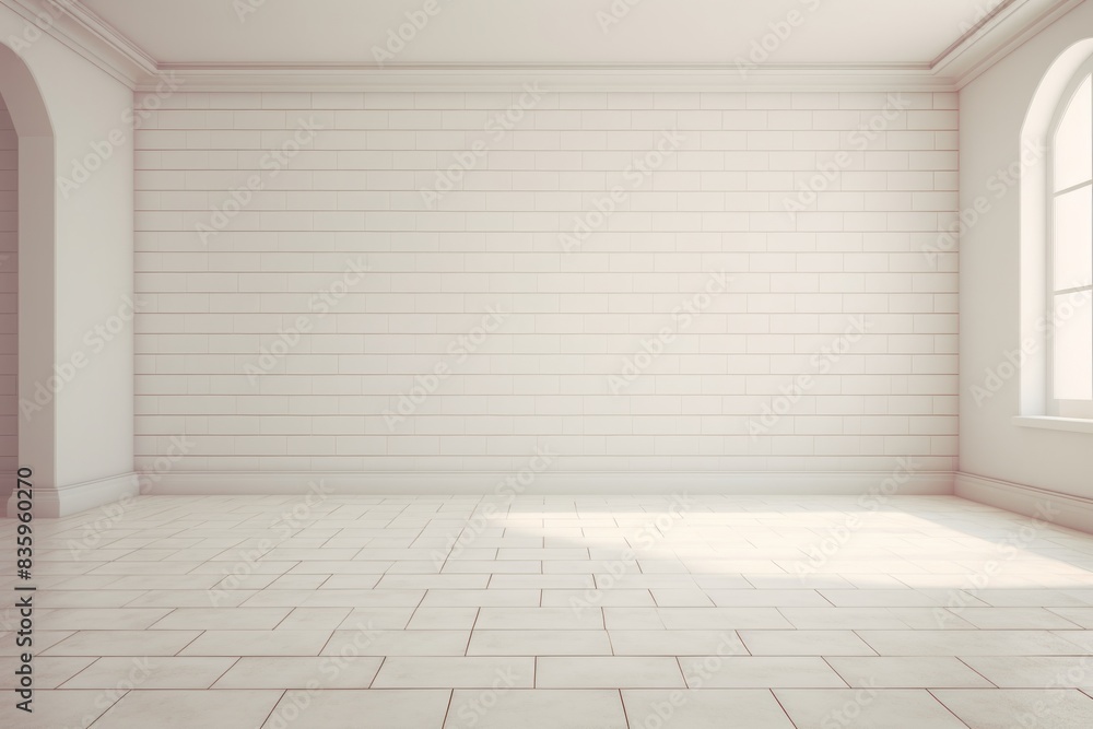 Empty room with white brick wall. Empty room with white brick wall.