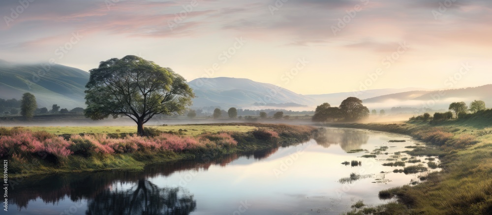 Obraz premium The clear river is flowing. Creative banner. Copyspace image