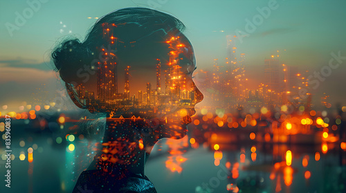 Photo realistic portrayal of an Energy Analyst with consumption data concept, showcasing the analysis of energy use and efficiency in the petrochemical industry. Perfect for corpor photo