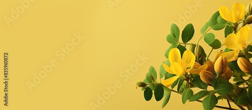 Peanut flower or Groundnut Arachis hypogaea. Creative banner. Copyspace image photo