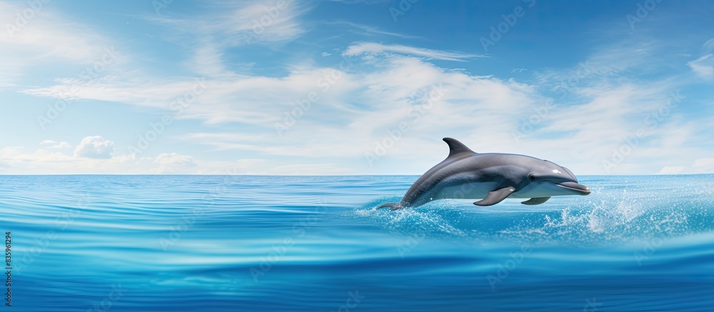 Fototapeta premium dolphin on the high seas. Creative banner. Copyspace image