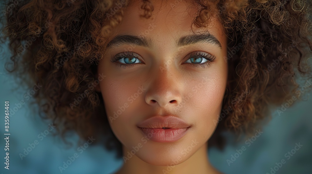 Fototapeta premium portrait of a lovely mixed young woman with afro hair. stock image