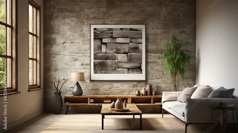 Rough-hewn stone wall bathed in soft ambient light, adding a touch of rustic charm and authenticity to any composition. Painting Illustration style, Minimal and Simple,