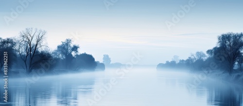 Calm blue river. Creative banner. Copyspace image