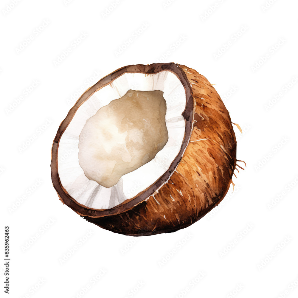Watercolour Illustration of Coconut Watercolour Illustration of Coconut