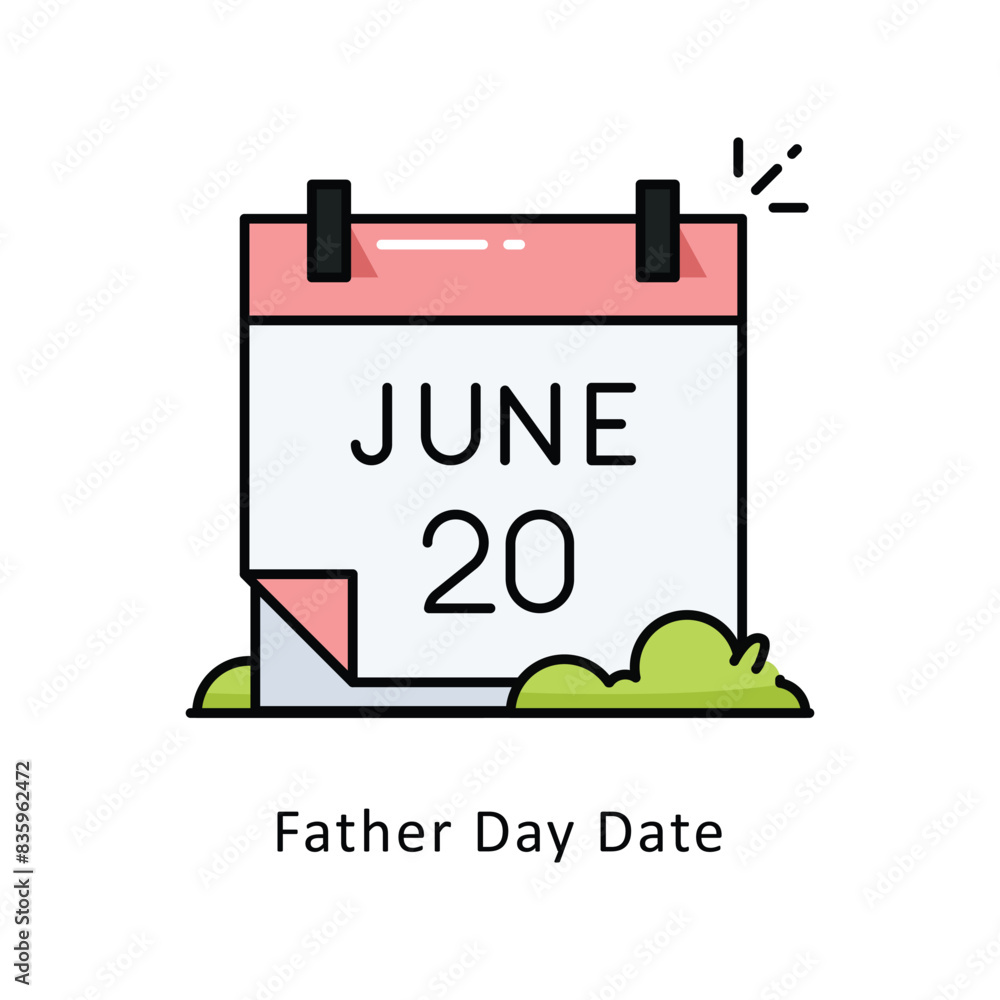 Fototapeta premium Father Day Date Vector Filled outline Design illustration. Symbol on White background EPS 10 File