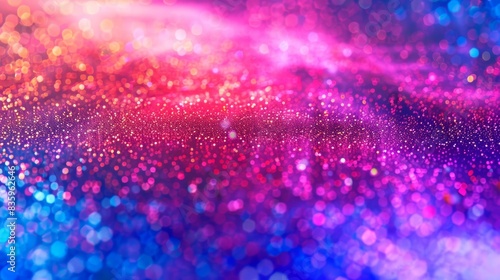 A neon light effect background with colorful glitter in various shapes and sizes. © พงศ์พล วันดี