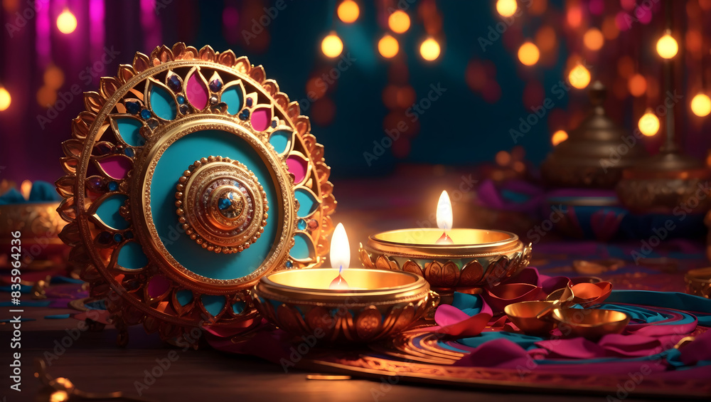 Diwali background design with diya lamp featuring a unique combination of bold shapes and patterns Diwali background design with diya lamp featuring a unique combination of bold shapes and patterns