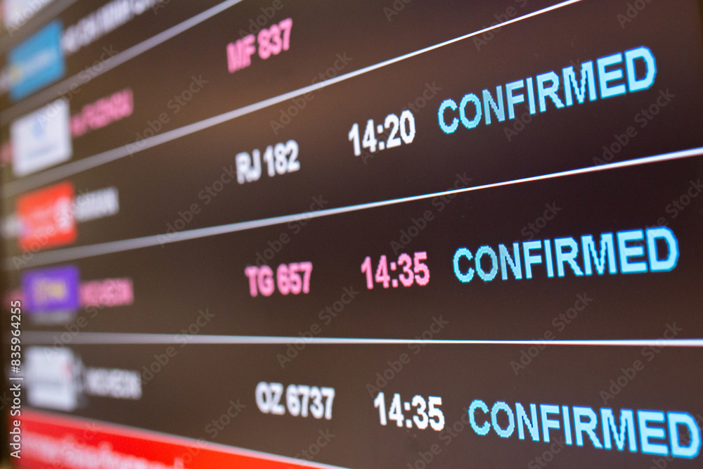Digital timetable board at the airport with flights status being displayed. Digital timetable board at the airport with flights status being displayed.