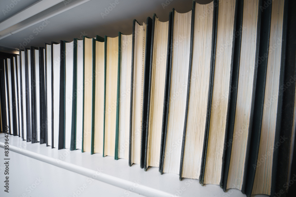 Reihe von Büchern auf weißem Regal Reihe von Büchern auf weißem Regal