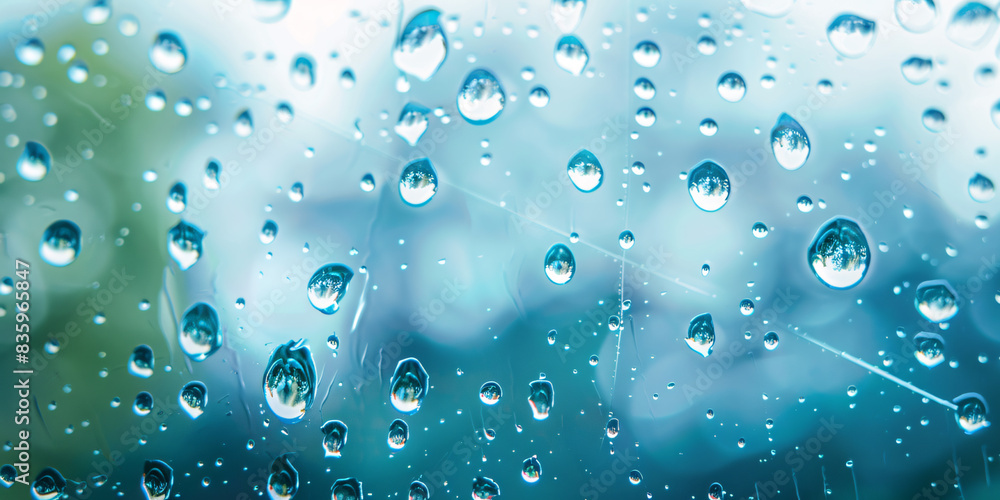 Crystal clear water droplets cling to a glass surface Crystal clear water droplets cling to a glass surface