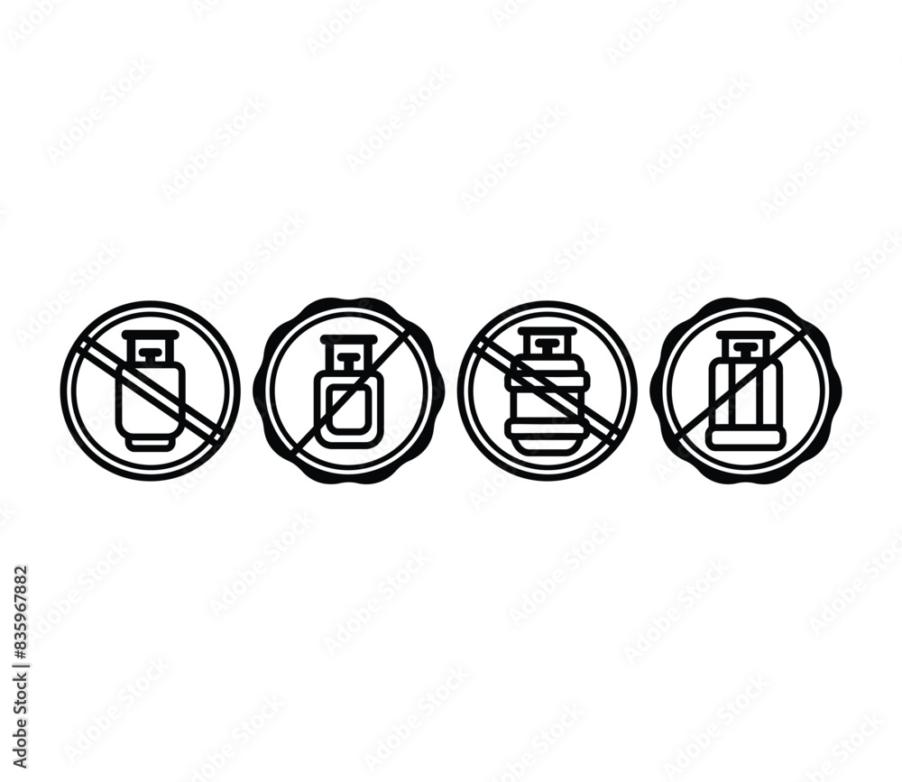 no propane gas cylinder icons sign symbol vector design simple black white illustration templates sets isolated no propane gas cylinder icons sign symbol vector design simple black white illustration templates sets isolated
