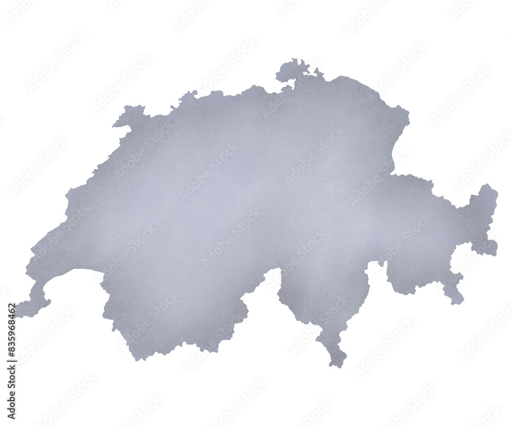 Obraz premium Switzerland map illustration in gray color. Graphic design element for travel, geography, educational material. Png file, clip art, cut file
