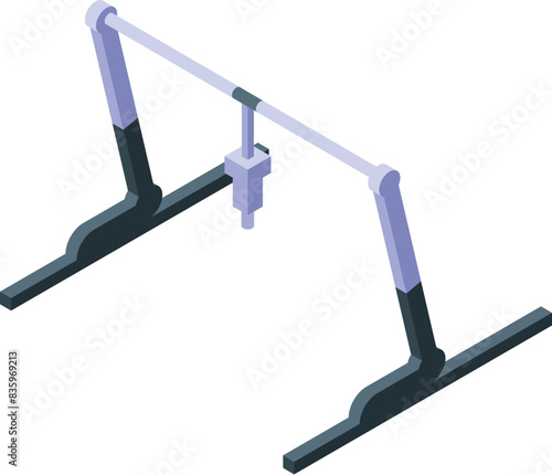 Detailed vector graphic of a 3d printer's mechanical frame in an isometric perspective