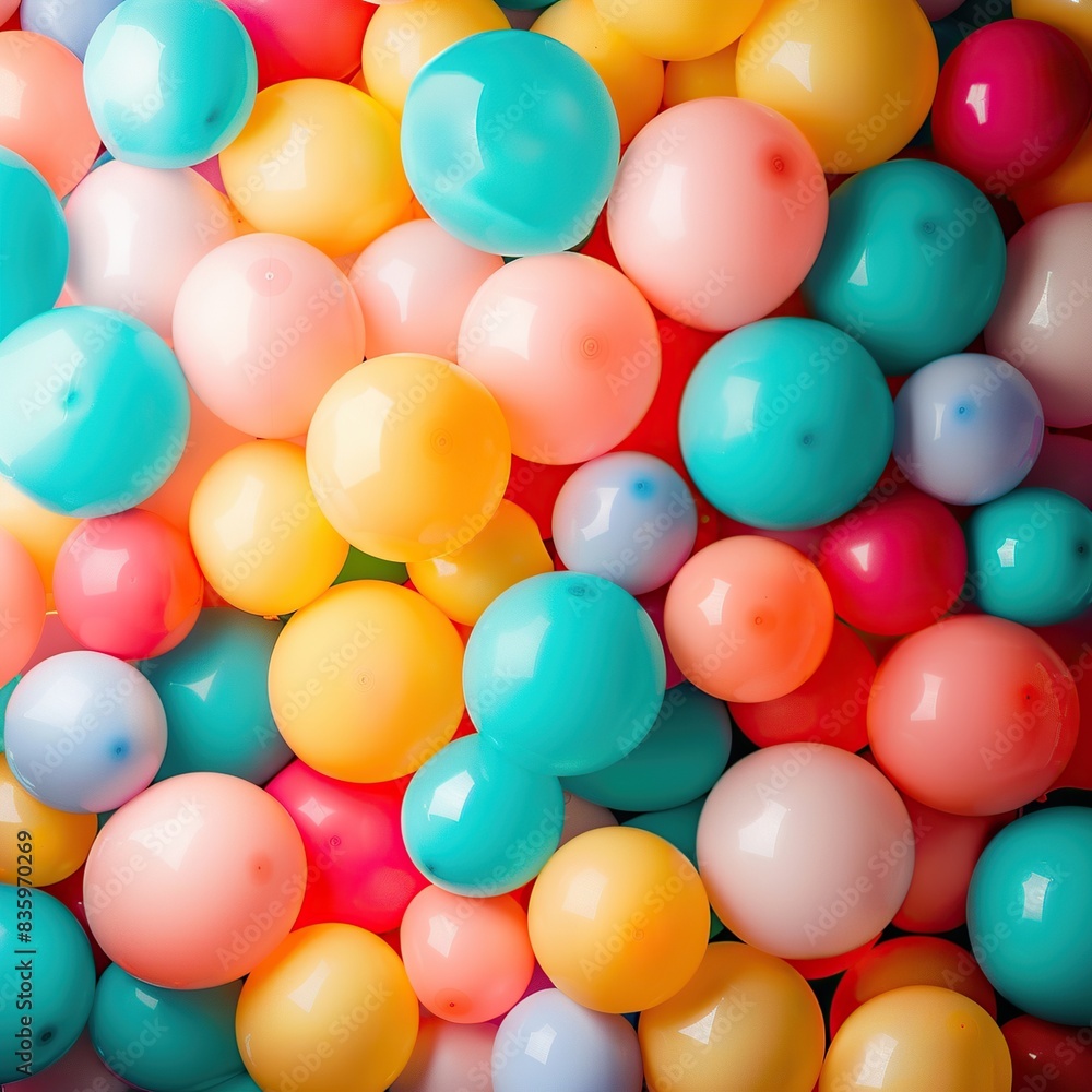 Colorful and fun party mood balloon background, Geometric shapes: Pastel spheres abstract background, 3d rendering Colorful and fun party mood balloon background, Geometric shapes: Pastel spheres abstract background, 3d rendering