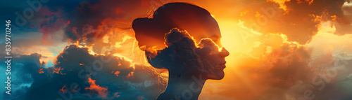 Surviving with Hope: A Patient s Profile at Sunrise   Inspirational Concept for Healthcare Ads   Photo Realistic Image Symbolizing New Beginnings and Resilience in the Face of Seve photo