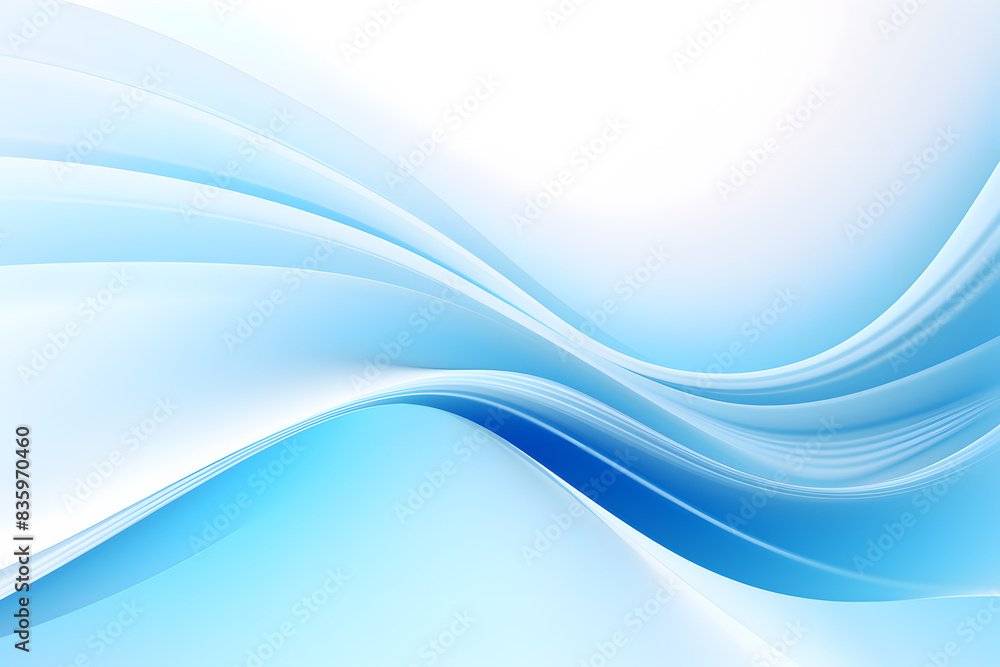 Abstract Blue and White Wavy Background with Smooth Gradients. Generative AI