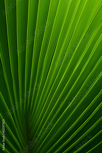 Green Palm Leaf with Radiating Pattern. Generative AI