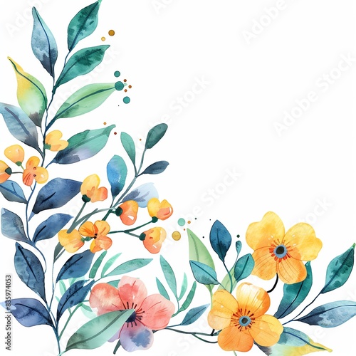 Mothers Day flowers  watercolor floral border  watercolor illustration  isolate on white background 