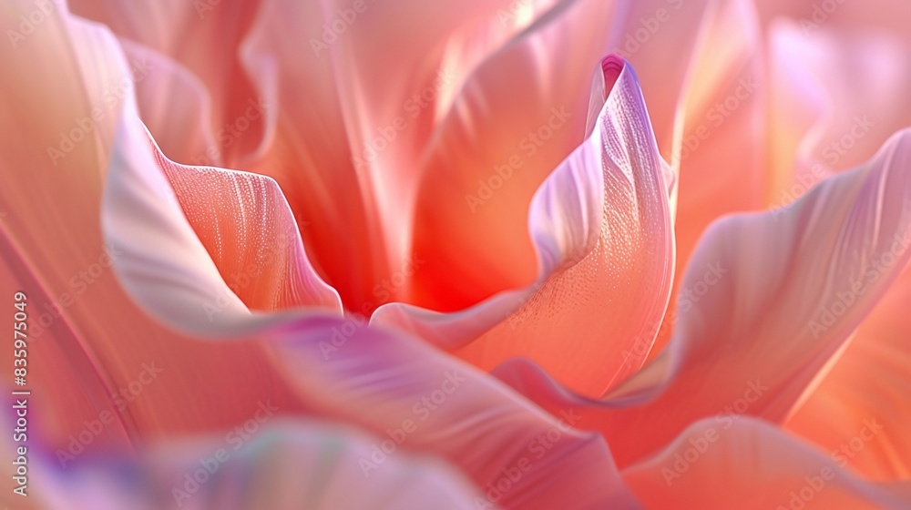 Slow Bloom Elegance: Tulip's extreme macro, showcasing the gradual opening of petals.