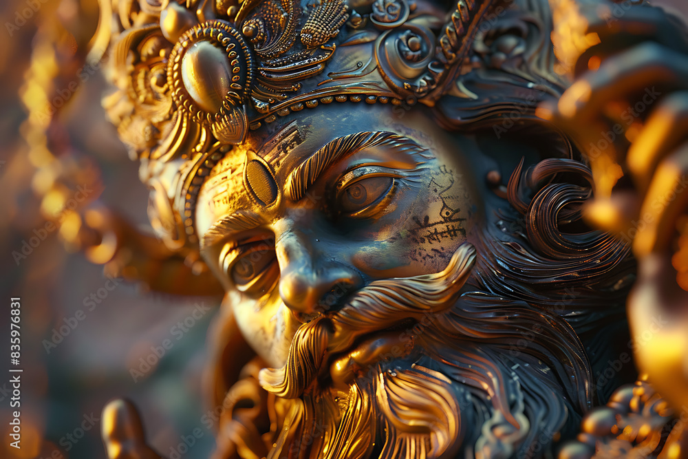 Fototapeta premium An intricately detailed statue of an Indian god, showcasing rich cultural heritage and spiritual significance.
