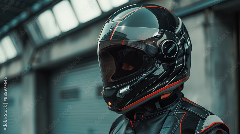 Focused Race Car Driver in Helmet Focused Race Car Driver in Helmet
