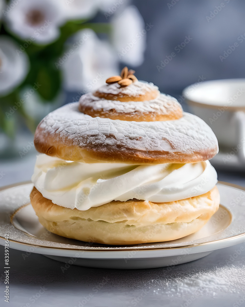 Semla - Swedish Cream and Almond Paste filled Bun Semla - Swedish Cream and Almond Paste filled Bun