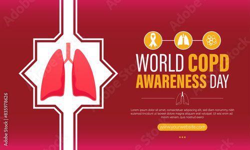 Celebrating Lung Health, Vector design for world copd chronic obstructive pulmonary disease day, vector horizontal banner template design.