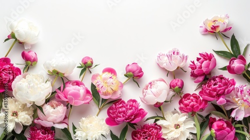 An elegant background of painted peonies, with space for text in the center or corners