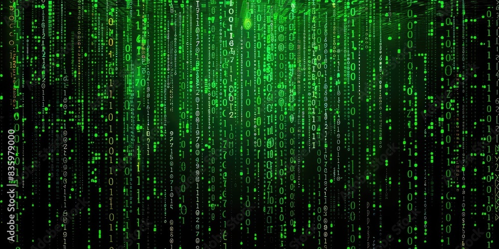 Abstract Green Matrix Code Display