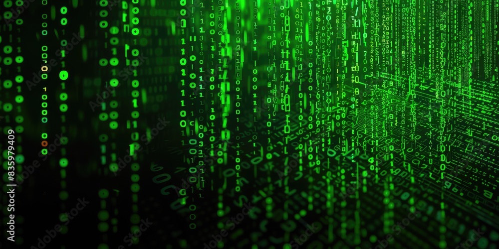 Green Digital Code on Black Background Green Digital Code on Black Background