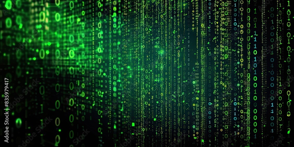 Green Digital Code on Black Background Green Digital Code on Black Background