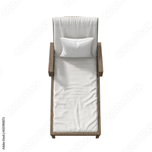 Top View of Outdoor Lounge Chair Isolated on Transparent or White Background, PNG