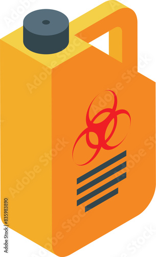 Vector illustration of an isometric jerry can with biohazard symbol
