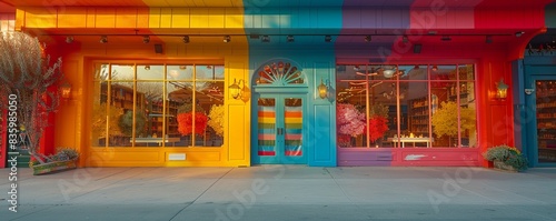 Pride month merchandise display, colorful storefront, inclusive marketing © akarawit