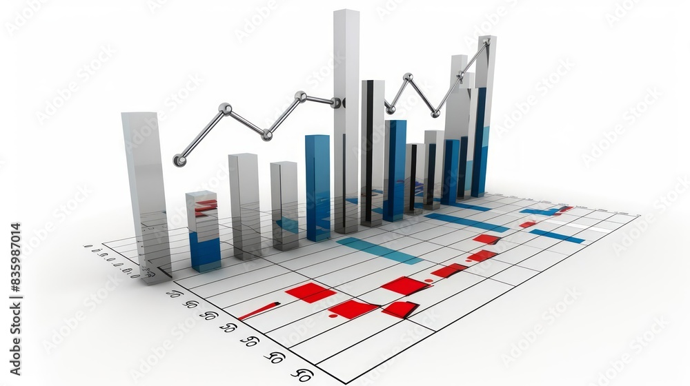 A 3D illustration of an isolated business chart symbol on a white background A 3D illustration of an isolated business chart symbol on a white background