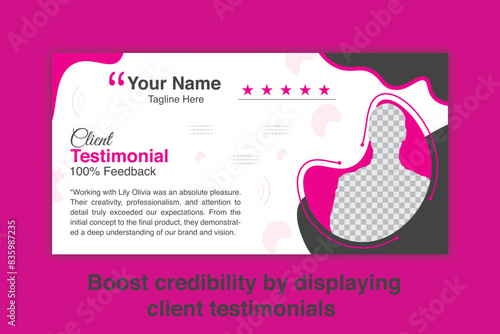 Client testimonial design. Unique modern and futuristic vector client testimonial design template. 