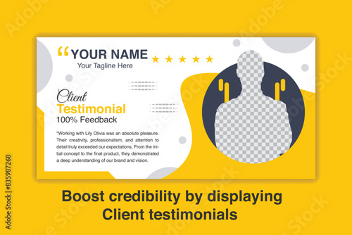 Client testimonial design. Formal and modern unique and futuristic vector client testimonial design template. 