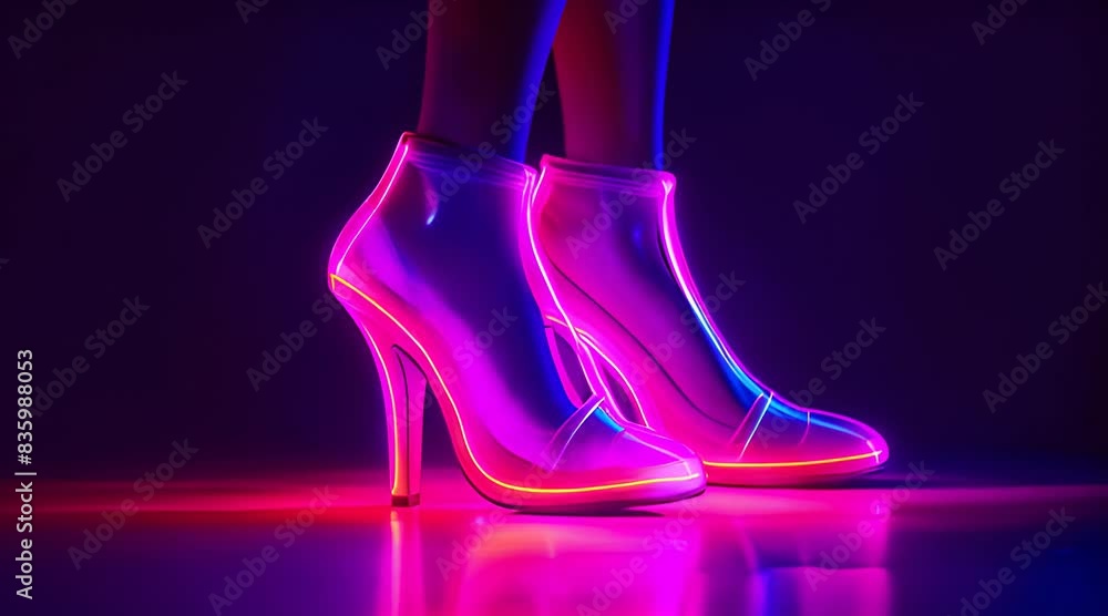 Legs on heels with a neon effect. Night club. Secret life. Retro party. Legs on heels with a neon effect. Night club. Secret life. Retro party.