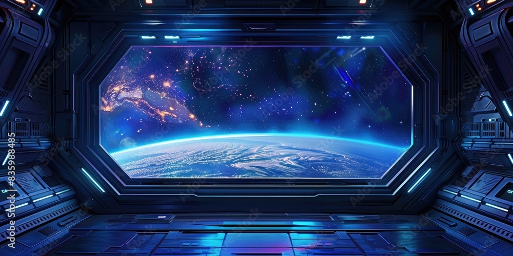 Cosmic View from Futuristic Space Station Cosmic View from Futuristic Space Station